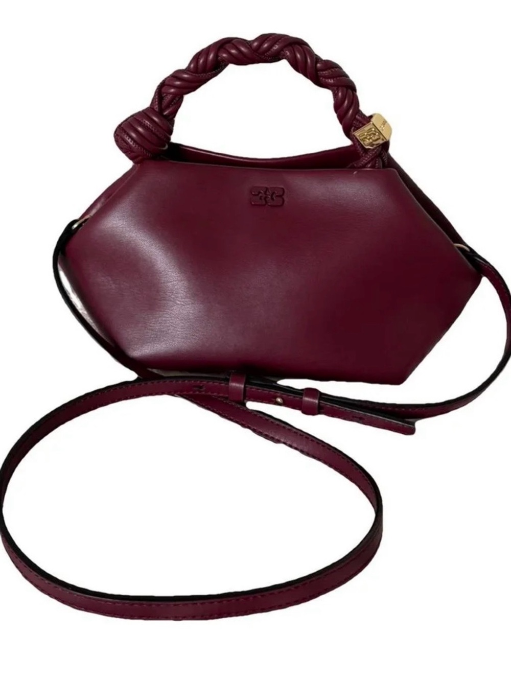 Ganni Bou Small Burgundy Top Handle